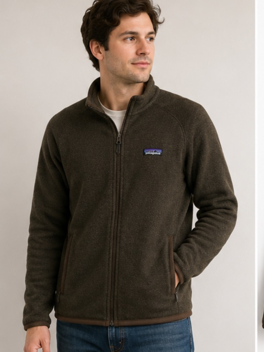 Patagonia brown fleece bitters sweater zip up jacket size medium
